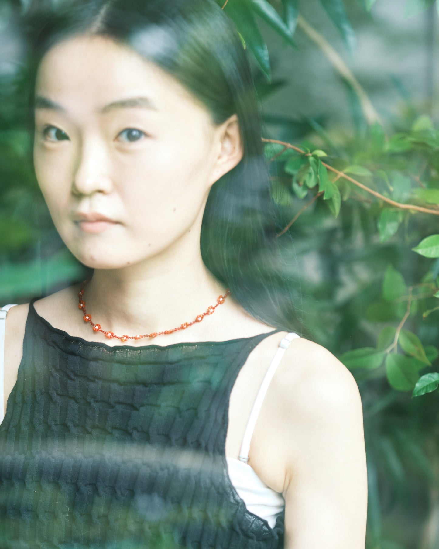 Vintage Glass Beads Necklace: Flower