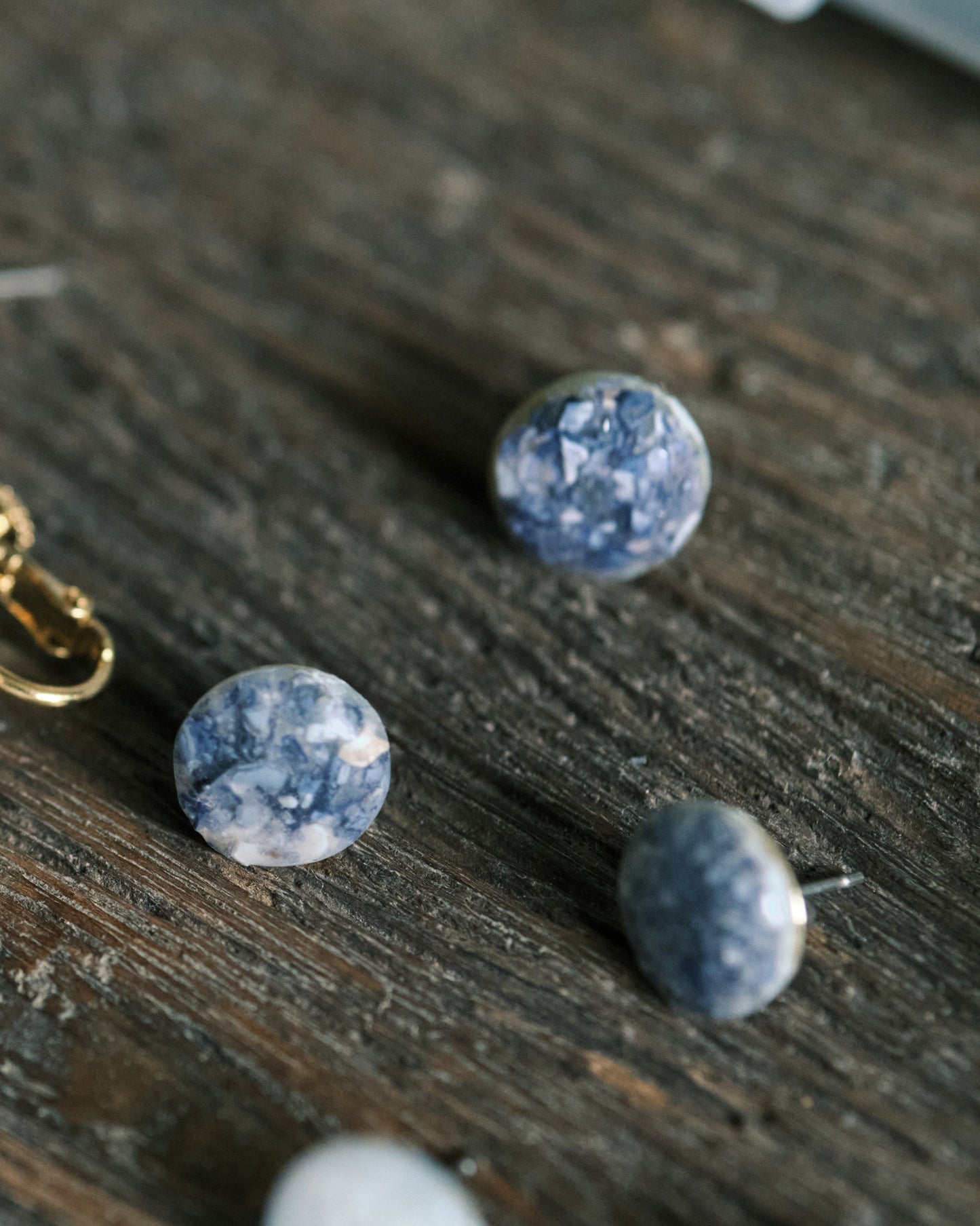 Crashed Shell Earrings: Blue