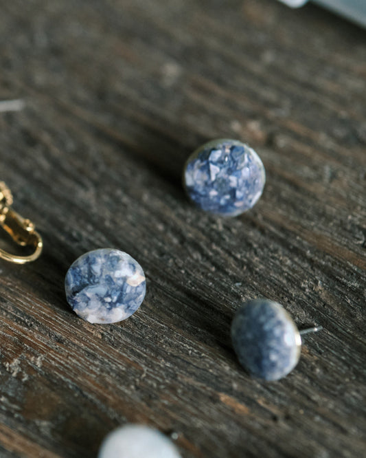 Crashed Shell Earrings: Blue