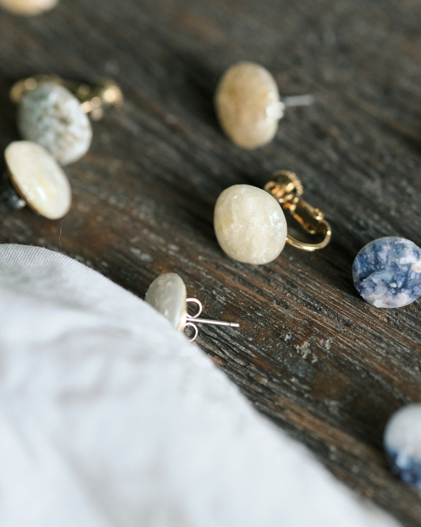 Crashed Shell Earrings: Blue